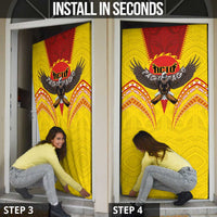 American Samoa Fautasi Race Door Cover Pago Pago-Aeto Samoan Tattoo and Eagle LT03 - Polynesian Pride