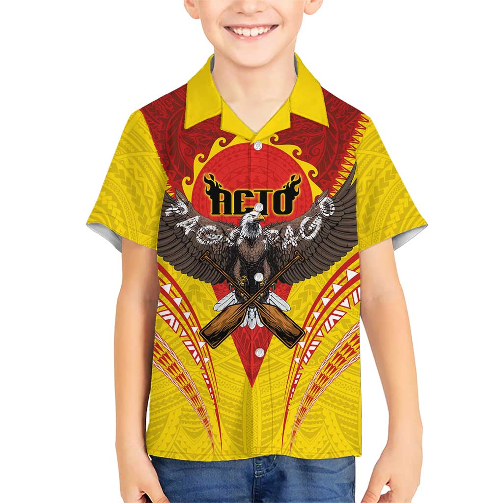 American Samoa Fautasi Race Family Matching Long Sleeve Bodycon Dress and Hawaiian Shirt Pago Pago-Aeto Samoan Tattoo and Eagle