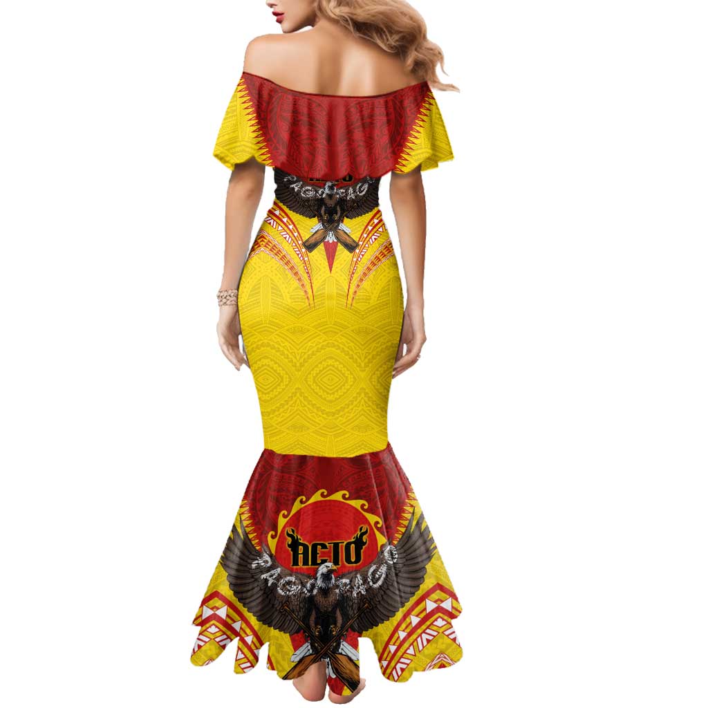 American Samoa Fautasi Race Family Matching Mermaid Dress and Hawaiian Shirt Pago Pago-Aeto Samoan Tattoo and Eagle