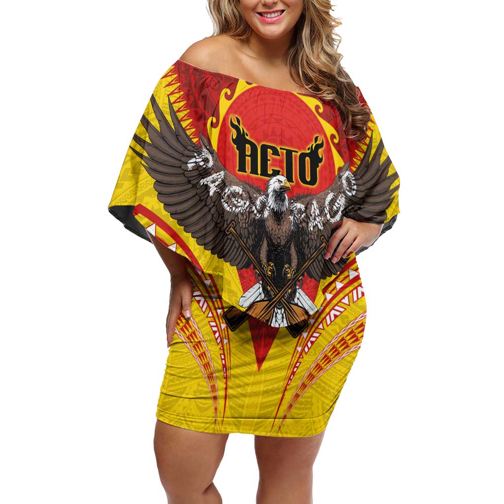 American Samoa Fautasi Race Family Matching Off Shoulder Short Dress and Hawaiian Shirt Pago Pago-Aeto Samoan Tattoo and Eagle