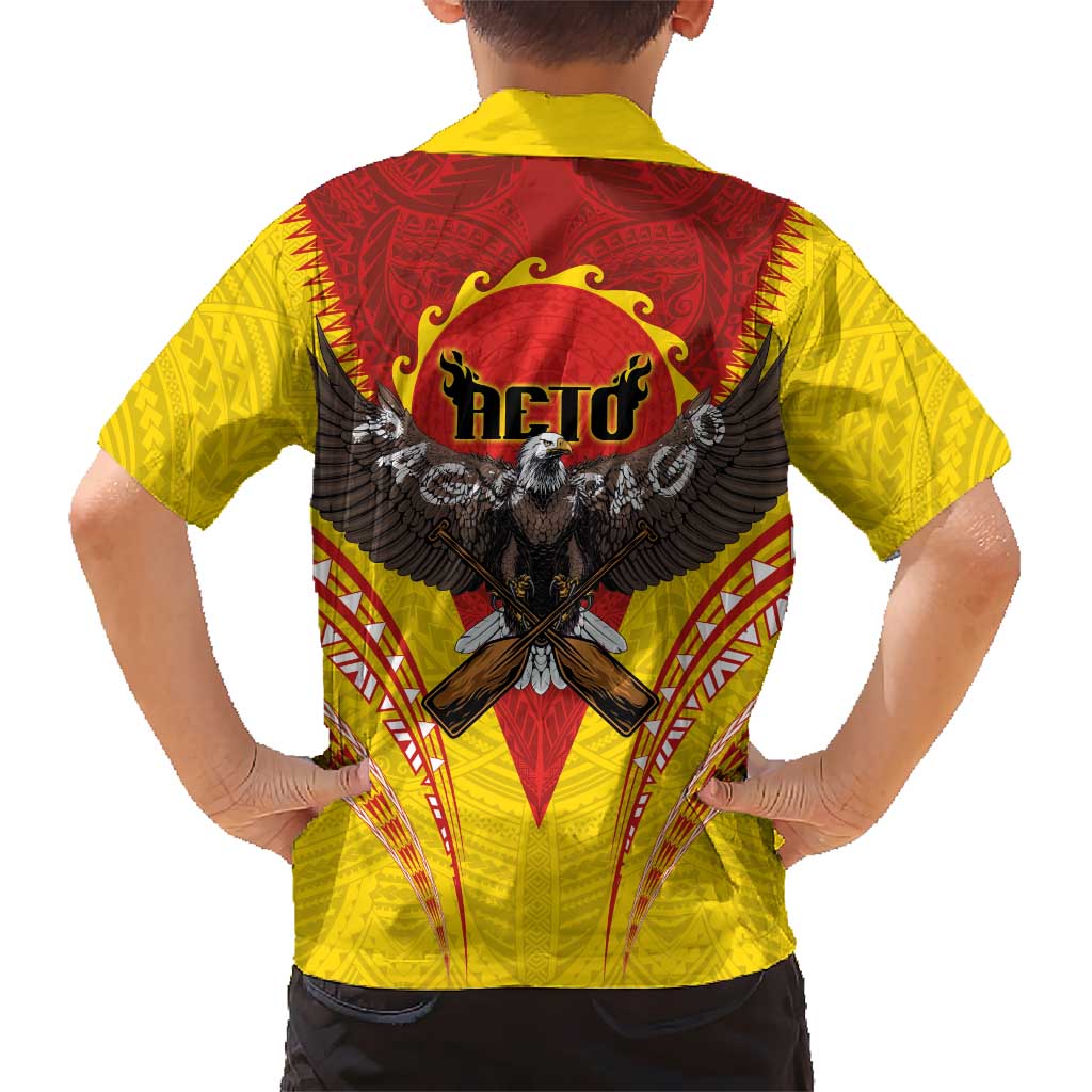 American Samoa Fautasi Race Family Matching Short Sleeve Bodycon Dress and Hawaiian Shirt Pago Pago-Aeto Samoan Tattoo and Eagle
