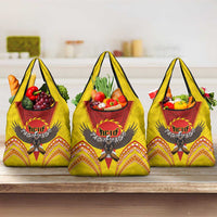 American Samoa Fautasi Race Grocery Bag Pago Pago-Aeto Samoan Tattoo and Eagle LT03 3-pack One Size Yellow - Polynesian Pride