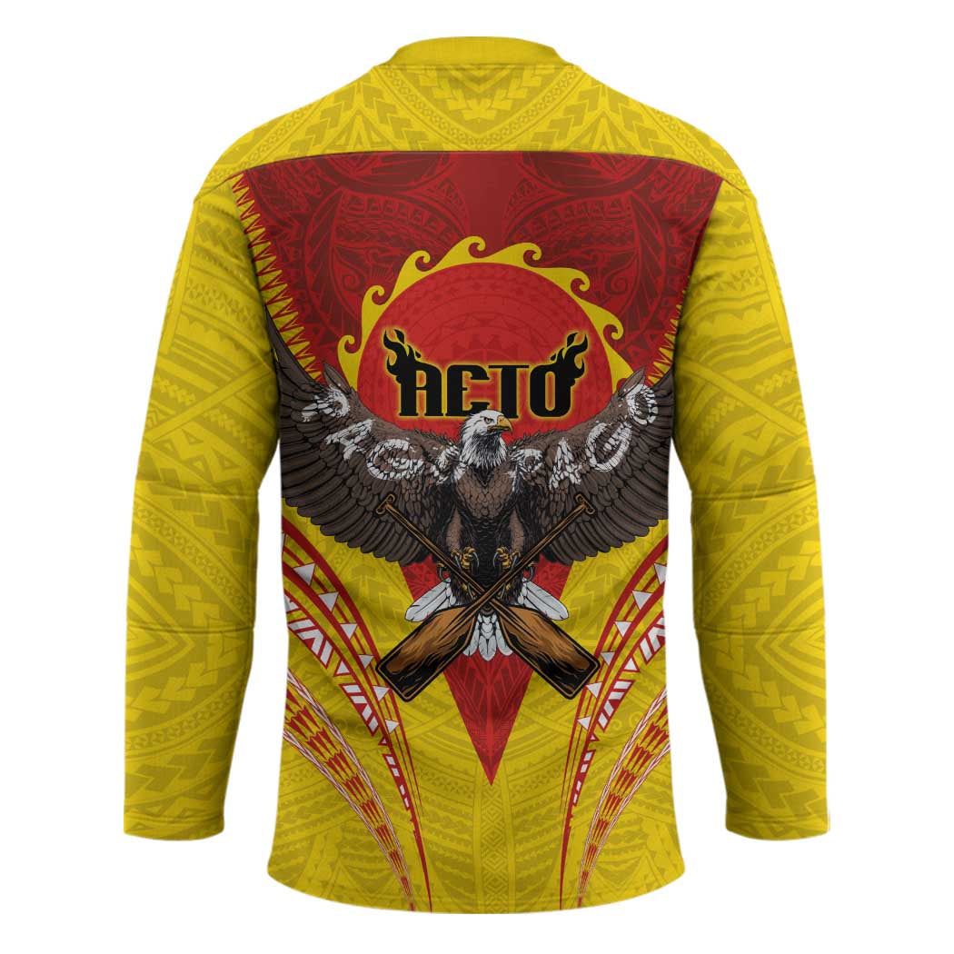 American Samoa Fautasi Race Hockey Jersey Pago Pago-Aeto Samoan Tattoo and Eagle LT03 - Polynesian Pride