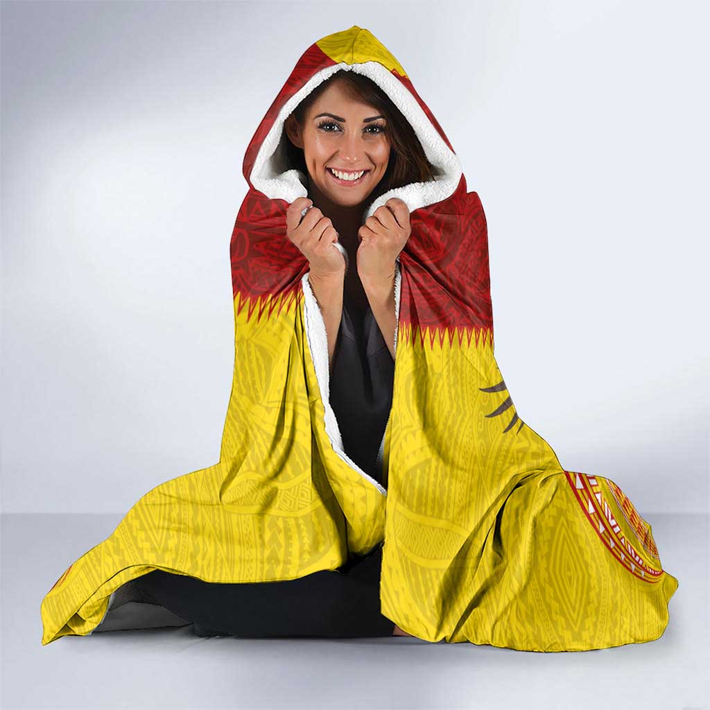 American Samoa Fautasi Race Hooded Blanket Pago Pago-Aeto Samoan Tattoo and Eagle LT03 - Polynesian Pride