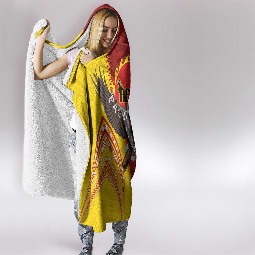 American Samoa Fautasi Race Hooded Blanket Pago Pago-Aeto Samoan Tattoo and Eagle LT03 - Polynesian Pride