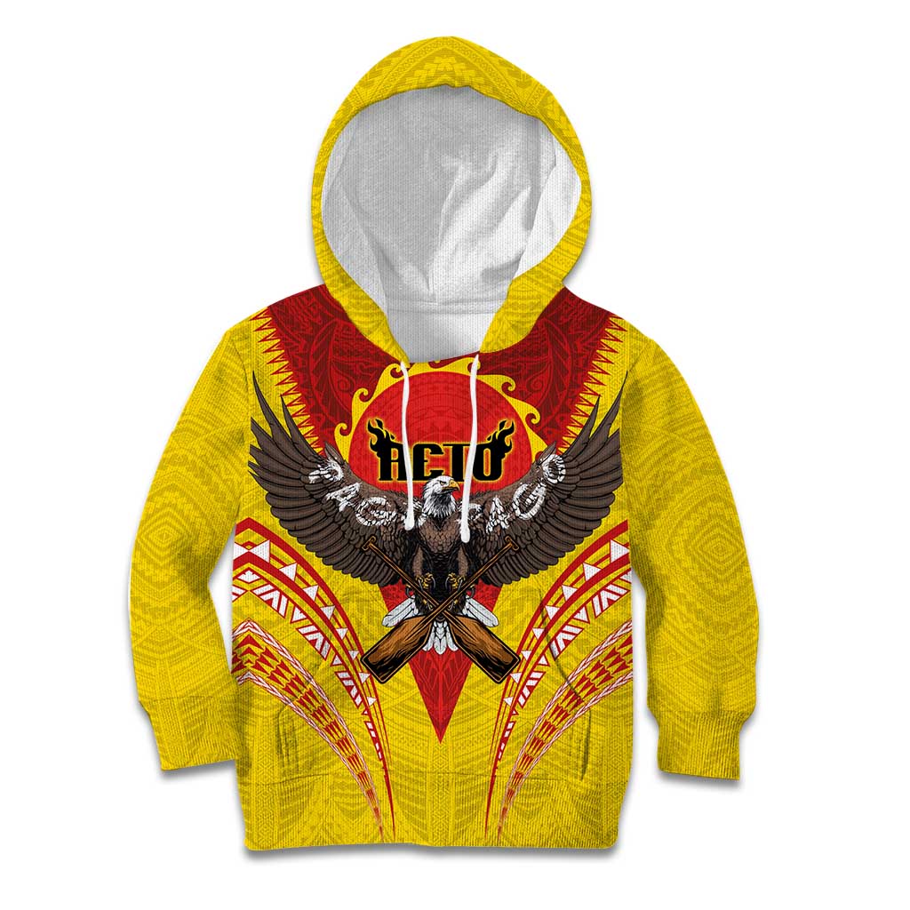 American Samoa Fautasi Race Kid Hoodie Pago Pago-Aeto Samoan Tattoo and Eagle LT03 Hoodie Yellow - Polynesian Pride