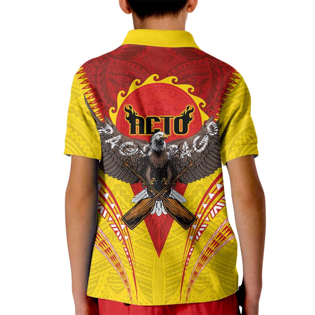 American Samoa Fautasi Race Kid Polo Shirt Pago Pago-Aeto Samoan Tattoo and Eagle LT03 - Polynesian Pride