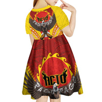 American Samoa Fautasi Race Kid Short Sleeve Dress Pago Pago-Aeto Samoan Tattoo and Eagle