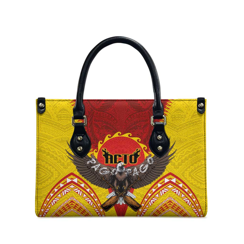 American Samoa Fautasi Race Leather Bag Pago Pago-Aeto Samoan Tattoo and Eagle LT03 - Polynesian Pride