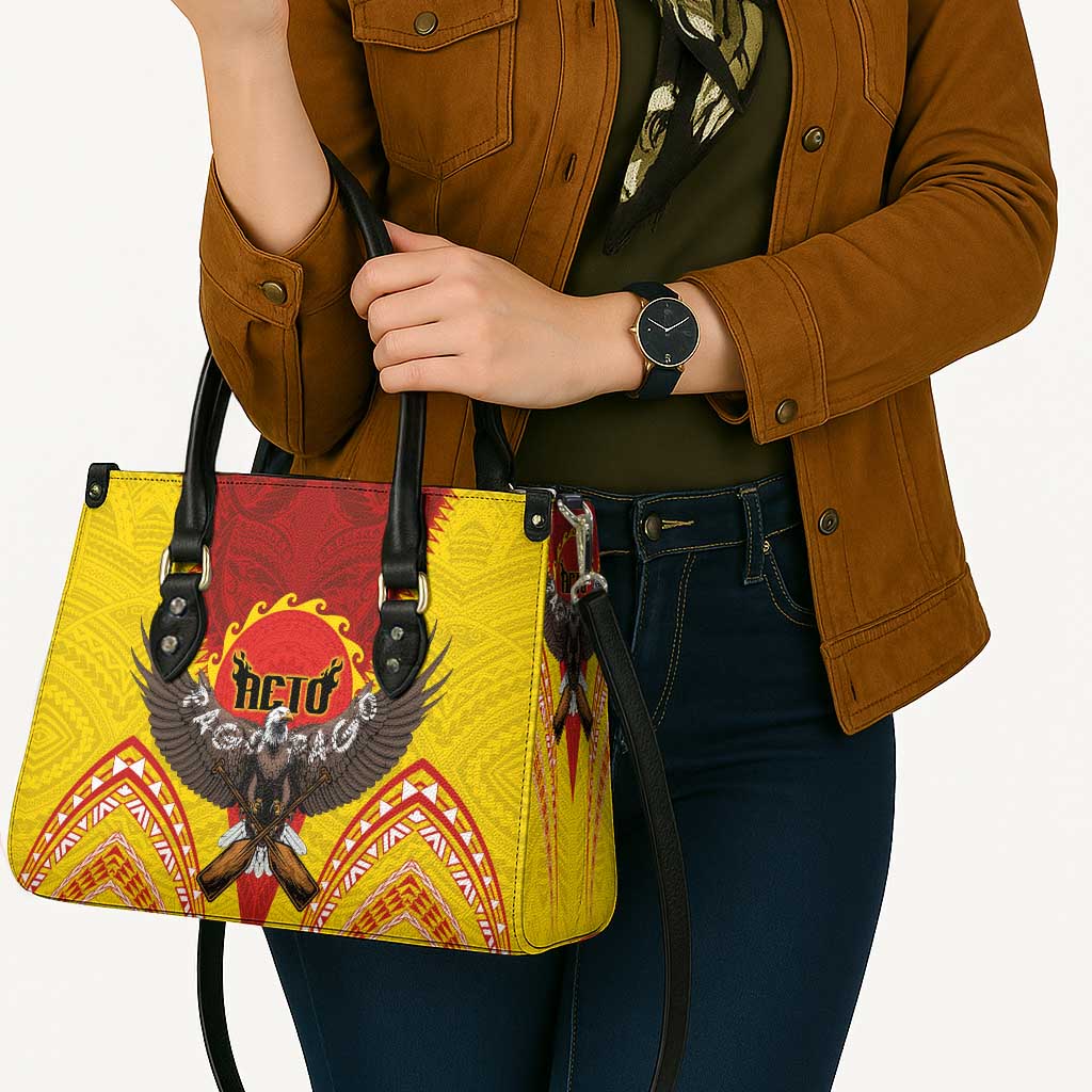 American Samoa Fautasi Race Leather Bag Pago Pago-Aeto Samoan Tattoo and Eagle LT03 - Polynesian Pride