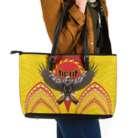 American Samoa Fautasi Race Leather Tote Bag Pago Pago-Aeto Samoan Tattoo and Eagle LT03 - Polynesian Pride