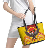 American Samoa Fautasi Race Leather Tote Bag Pago Pago-Aeto Samoan Tattoo and Eagle LT03 - Polynesian Pride