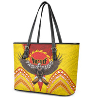 American Samoa Fautasi Race Leather Tote Bag Pago Pago-Aeto Samoan Tattoo and Eagle LT03 - Polynesian Pride