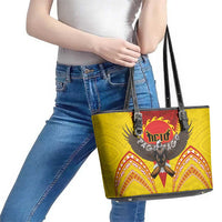 American Samoa Fautasi Race Leather Tote Bag Pago Pago-Aeto Samoan Tattoo and Eagle LT03 - Polynesian Pride