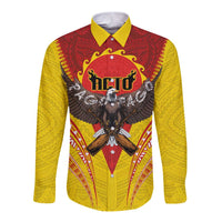 American Samoa Fautasi Race Long Sleeve Button Shirt Pago Pago-Aeto Samoan Tattoo and Eagle LT03 Unisex Yellow - Polynesian Pride