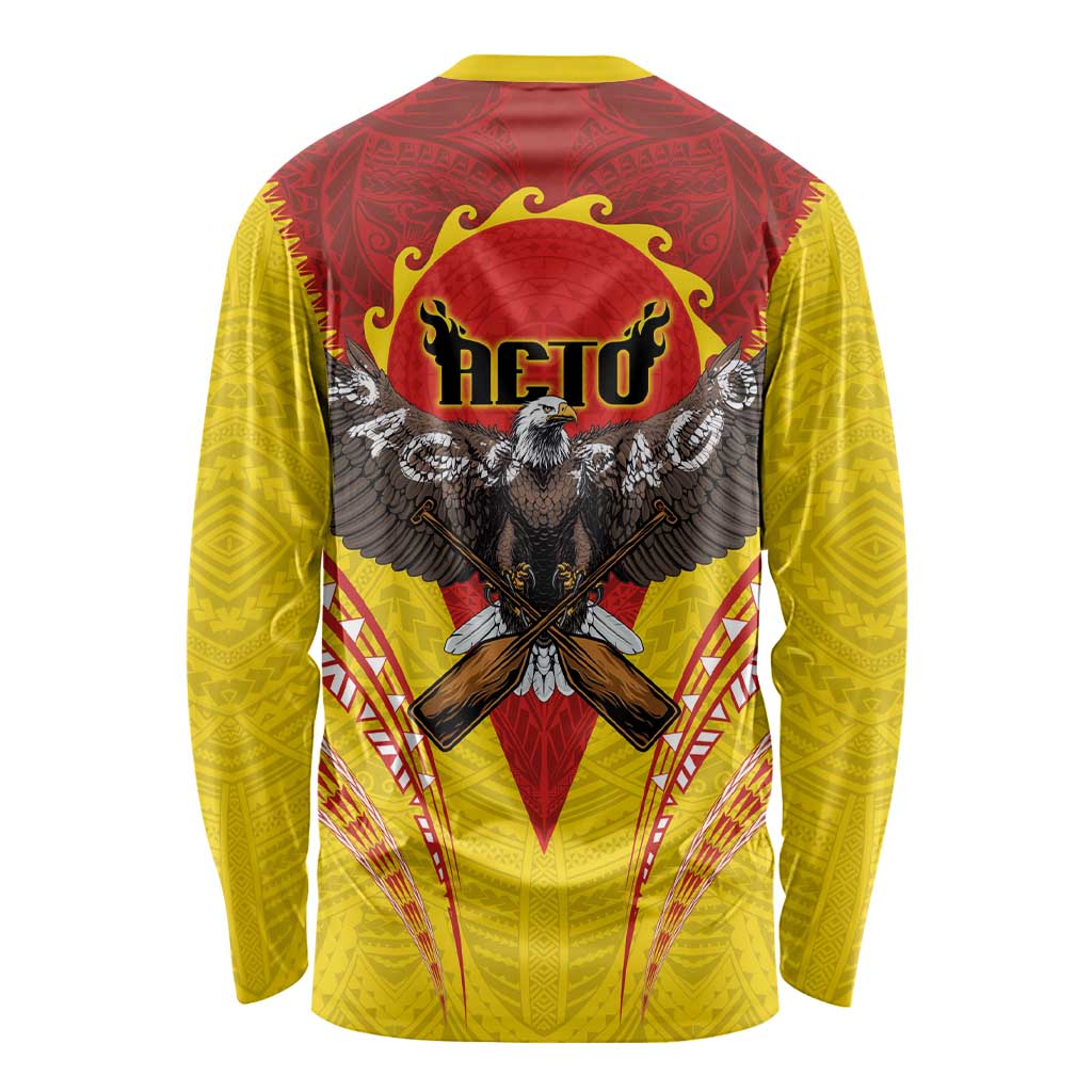 American Samoa Fautasi Race Long Sleeve Shirt Pago Pago-Aeto Samoan Tattoo and Eagle