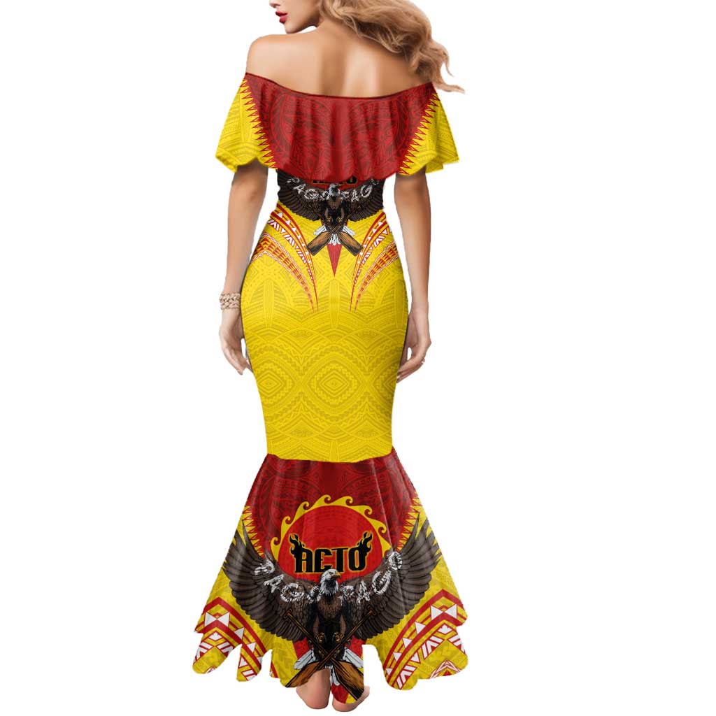 American Samoa Fautasi Race Mermaid Dress Pago Pago-Aeto Samoan Tattoo and Eagle LT03 - Polynesian Pride