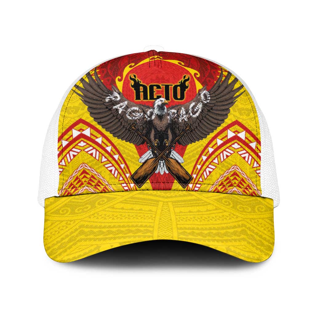 American Samoa Fautasi Race Mesh Trucker Cap Pago Pago-Aeto Samoan Tattoo and Eagle