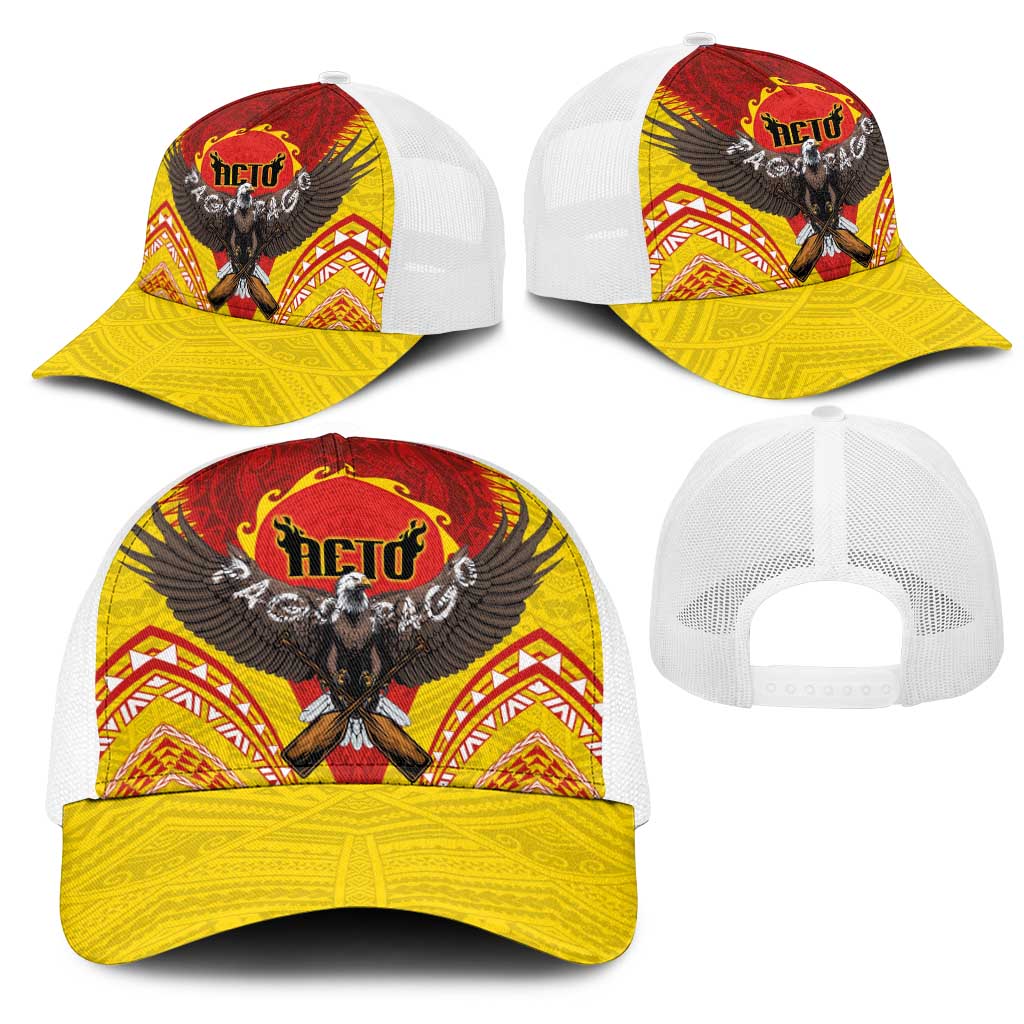 American Samoa Fautasi Race Mesh Trucker Cap Pago Pago-Aeto Samoan Tattoo and Eagle LT03 - Polynesian Pride