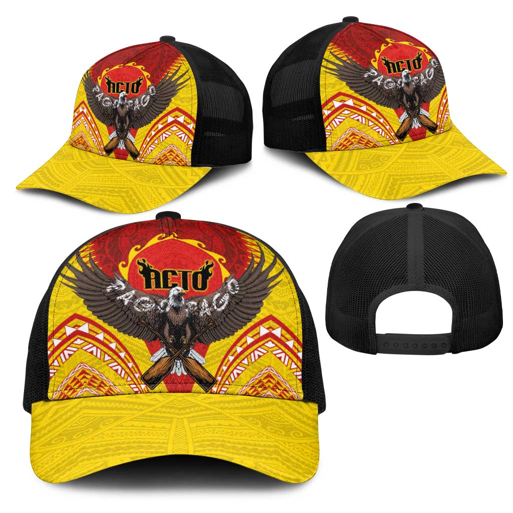 American Samoa Fautasi Race Mesh Trucker Cap Pago Pago-Aeto Samoan Tattoo and Eagle LT03 - Polynesian Pride