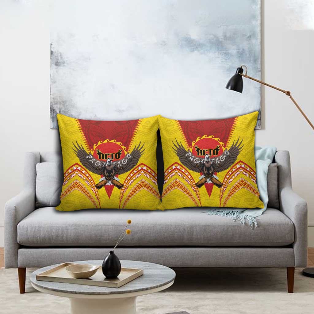 American Samoa Fautasi Race Pillow Cover Pago Pago-Aeto Samoan Tattoo and Eagle LT03 - Polynesian Pride