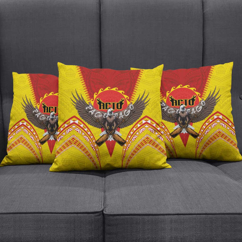 American Samoa Fautasi Race Pillow Cover Pago Pago-Aeto Samoan Tattoo and Eagle LT03 - Polynesian Pride