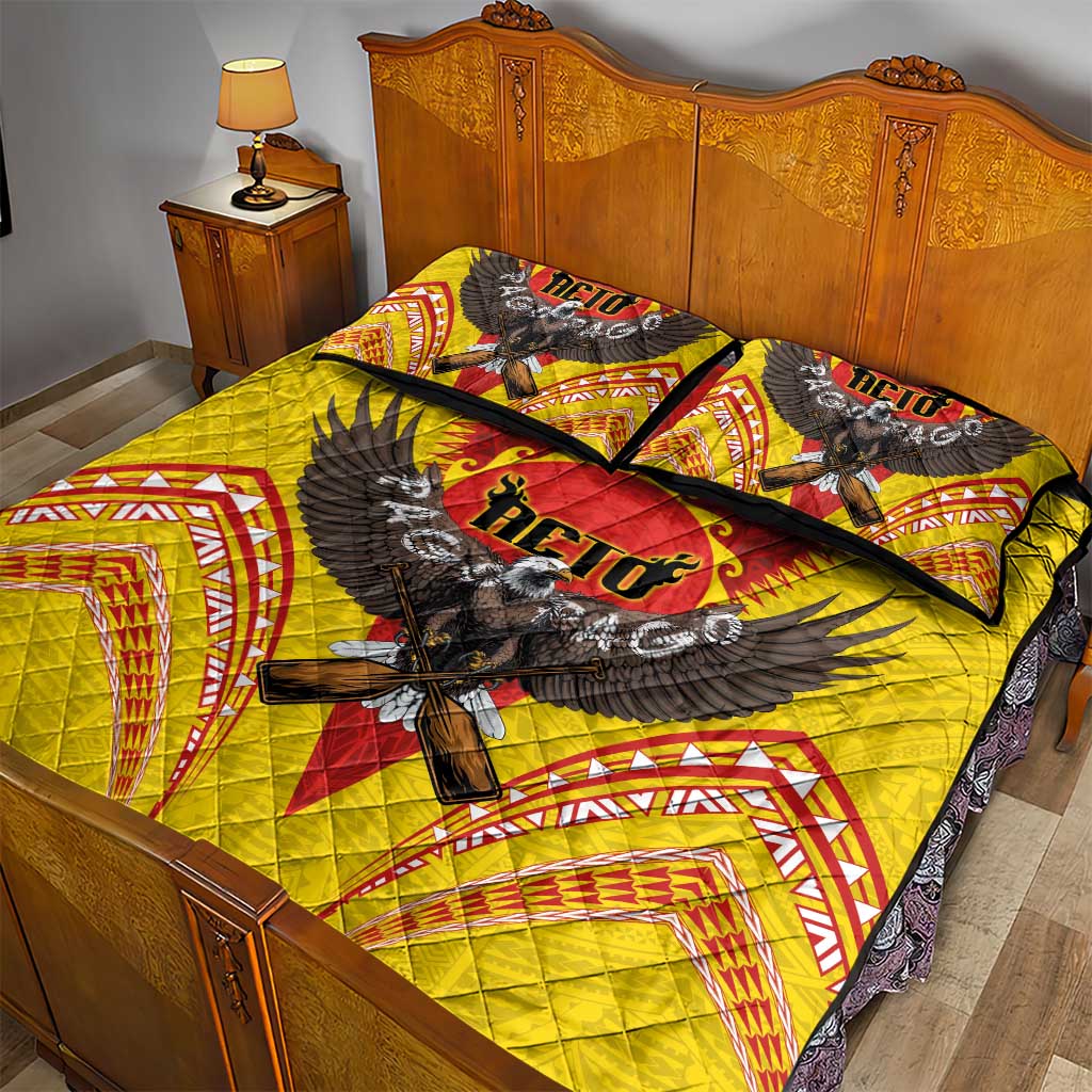 American Samoa Fautasi Race Quilt Bed Set Pago Pago-Aeto Samoan Tattoo and Eagle LT03 - Polynesian Pride