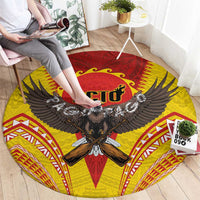 American Samoa Fautasi Race Round Carpet Pago Pago-Aeto Samoan Tattoo and Eagle LT03 - Polynesian Pride