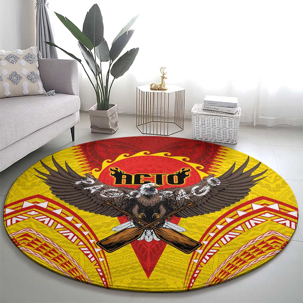 American Samoa Fautasi Race Round Carpet Pago Pago-Aeto Samoan Tattoo and Eagle LT03 - Polynesian Pride