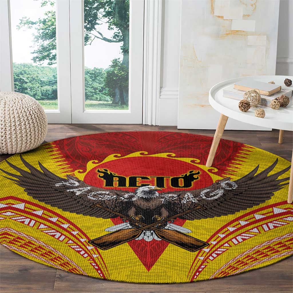 American Samoa Fautasi Race Round Carpet Pago Pago-Aeto Samoan Tattoo and Eagle LT03 - Polynesian Pride