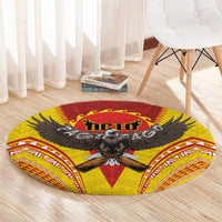 American Samoa Fautasi Race Round Carpet Pago Pago-Aeto Samoan Tattoo and Eagle LT03 - Polynesian Pride