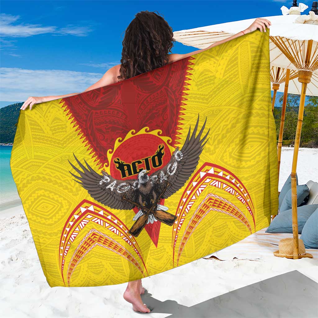 American Samoa Fautasi Race Sarong Pago Pago-Aeto Samoan Tattoo and Eagle LT03 One Size 44 x 66 inches Yellow - Polynesian Pride