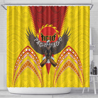 American Samoa Fautasi Race Shower Curtain Pago Pago-Aeto Samoan Tattoo and Eagle LT03 - Polynesian Pride