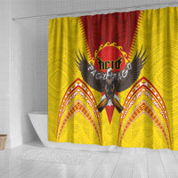 American Samoa Fautasi Race Shower Curtain Pago Pago-Aeto Samoan Tattoo and Eagle LT03 - Polynesian Pride