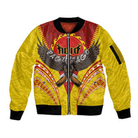 American Samoa Fautasi Race Sleeve Zip Bomber Jacket Pago Pago-Aeto Samoan Tattoo and Eagle LT03 Unisex Yellow - Polynesian Pride