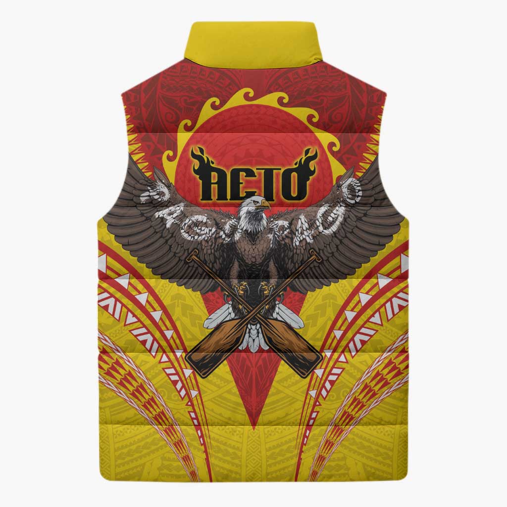 American Samoa Fautasi Race Sleeveless Puffer Jacket Pago Pago-Aeto Samoan Tattoo and Eagle LT03 - Polynesian Pride