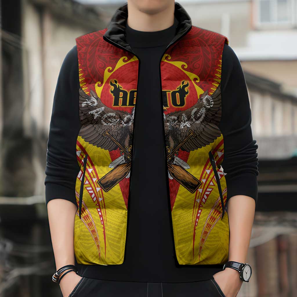 American Samoa Fautasi Race Sleeveless Puffer Jacket Pago Pago-Aeto Samoan Tattoo and Eagle LT03 - Polynesian Pride