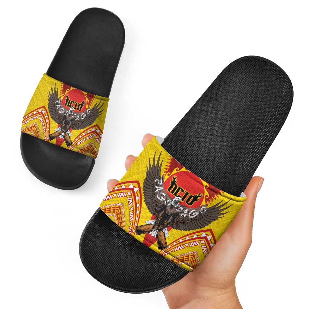 American Samoa Fautasi Race Slide Sandals Pago Pago-Aeto Samoan Tattoo and Eagle LT03 - Polynesian Pride