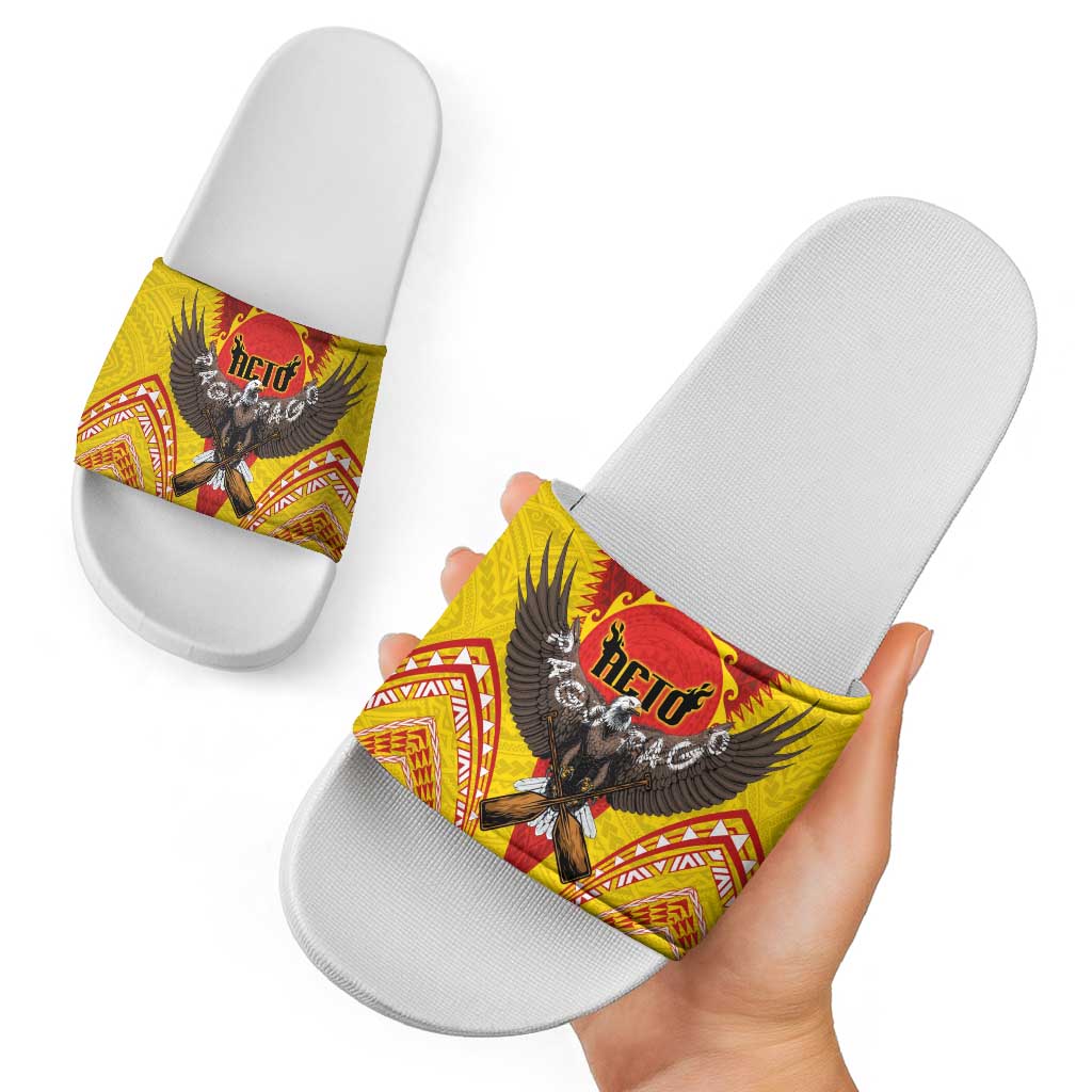 American Samoa Fautasi Race Slide Sandals Pago Pago-Aeto Samoan Tattoo and Eagle LT03 - Polynesian Pride