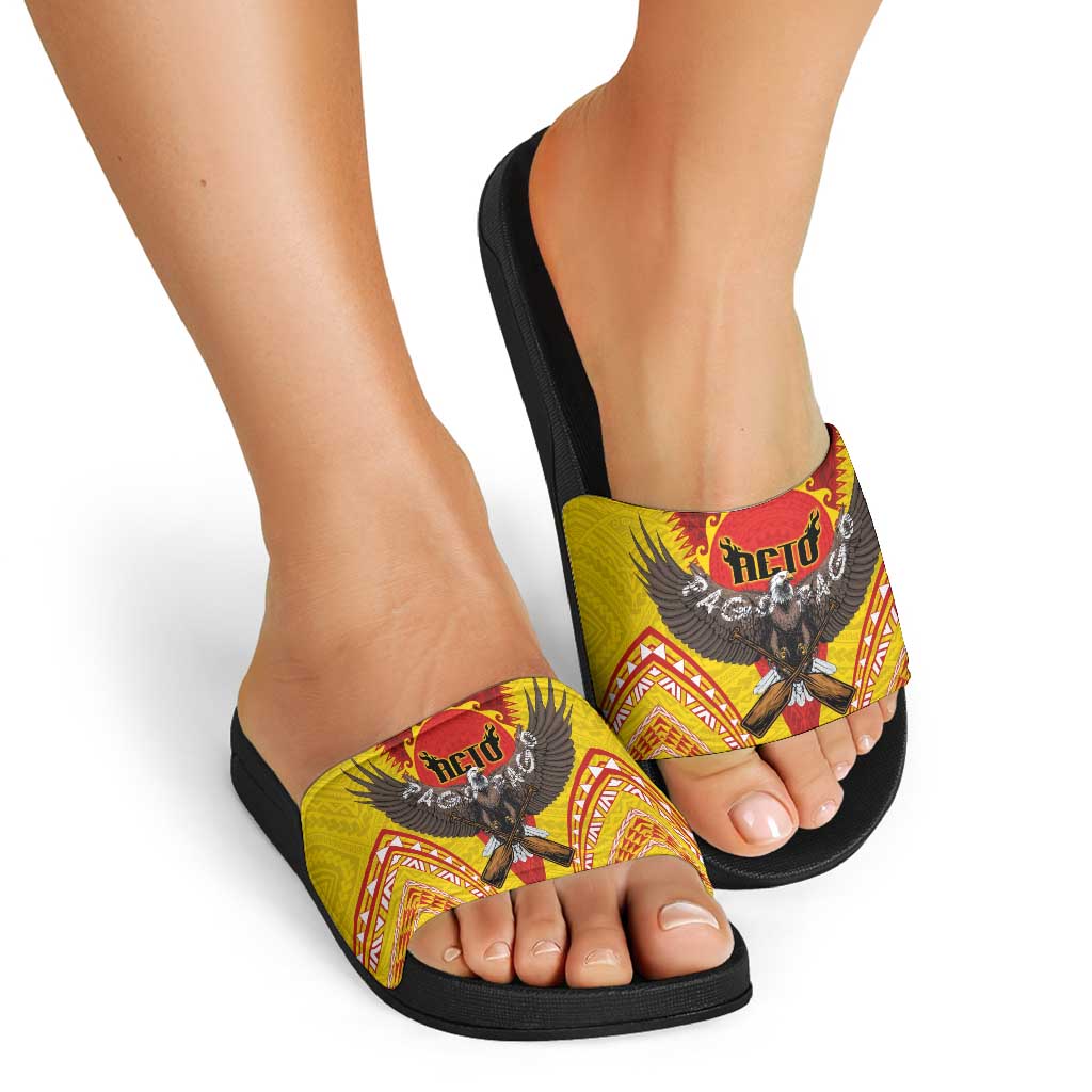 American Samoa Fautasi Race Slide Sandals Pago Pago-Aeto Samoan Tattoo and Eagle LT03 - Polynesian Pride