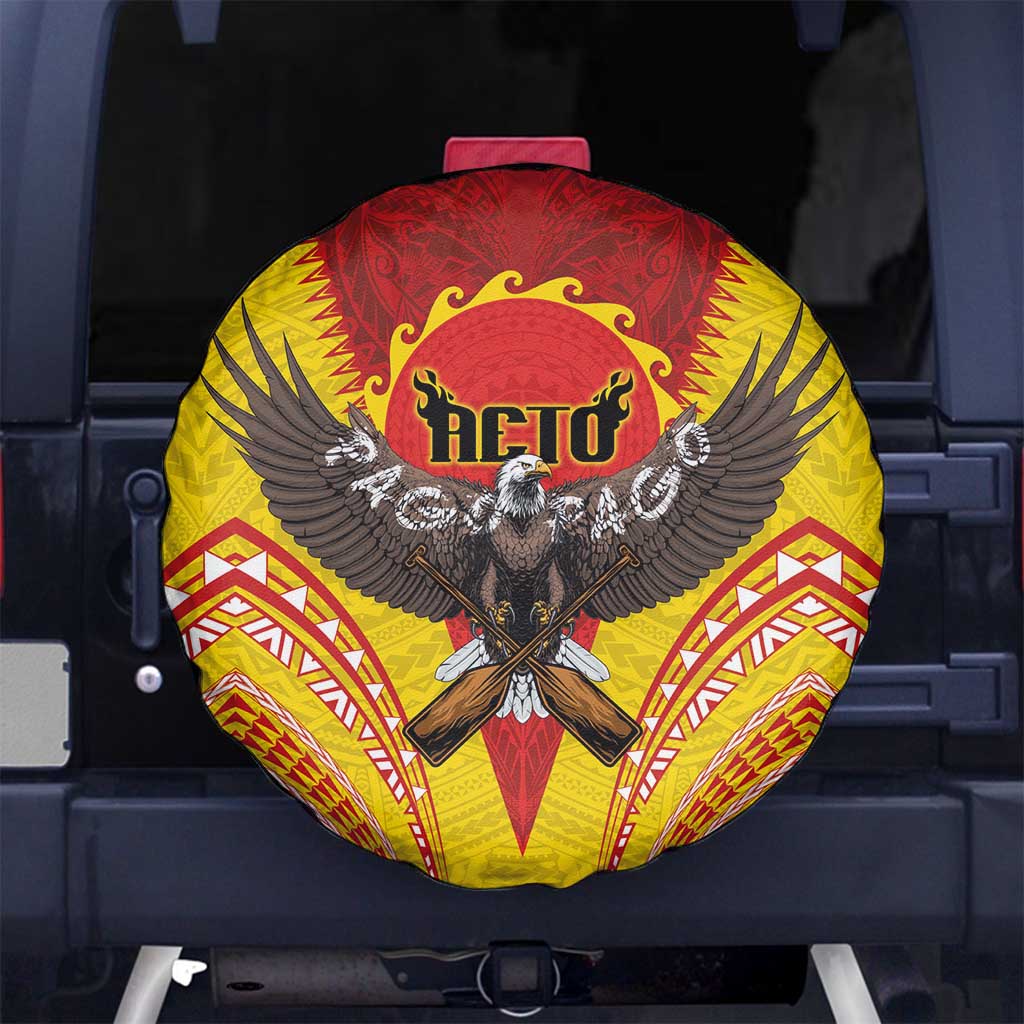 American Samoa Fautasi Race Spare Tire Cover Pago Pago-Aeto Samoan Tattoo and Eagle