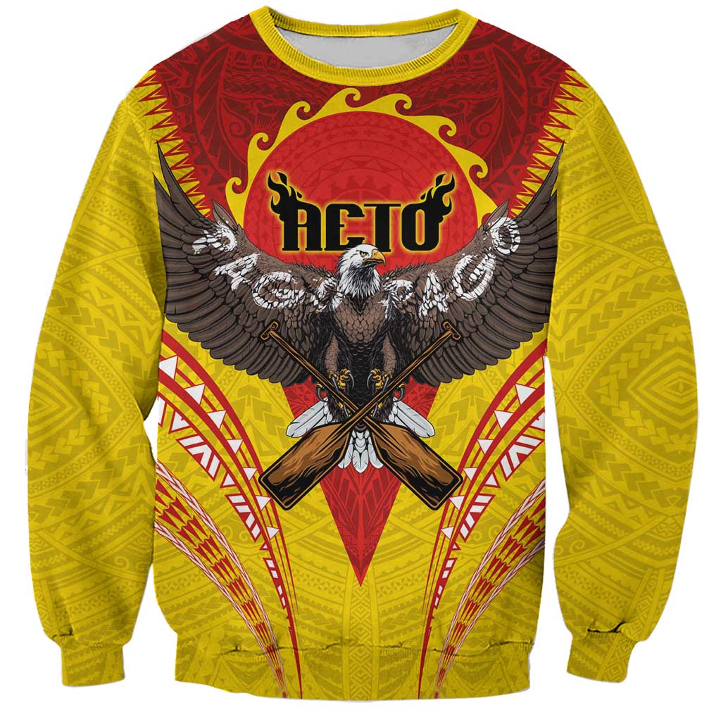 American Samoa Fautasi Race Sweatshirt Pago Pago-Aeto Samoan Tattoo and Eagle LT03 Unisex Yellow - Polynesian Pride