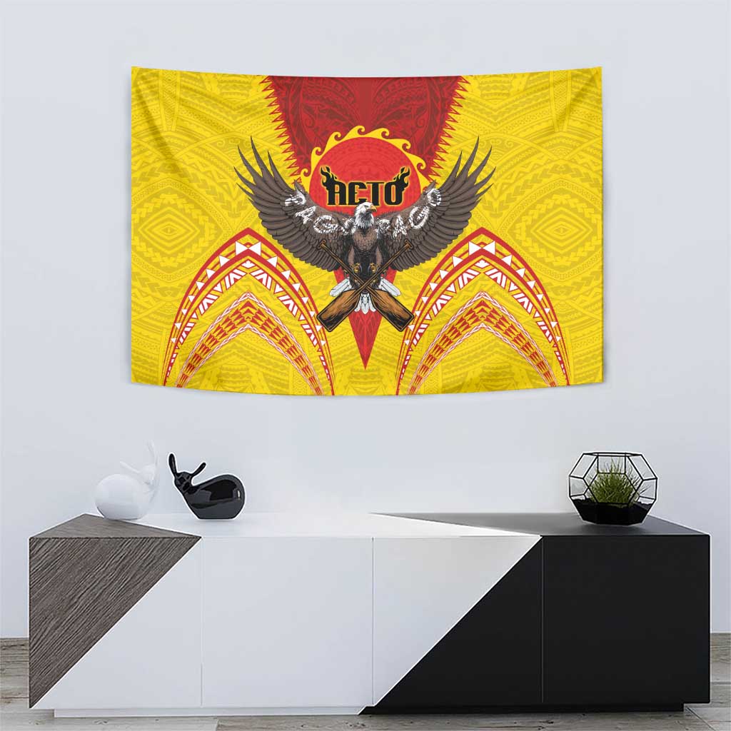 American Samoa Fautasi Race Tapestry Pago Pago-Aeto Samoan Tattoo and Eagle LT03 - Polynesian Pride