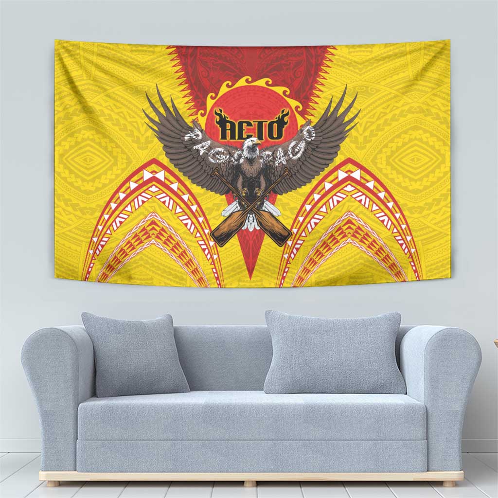 American Samoa Fautasi Race Tapestry Pago Pago-Aeto Samoan Tattoo and Eagle LT03 - Polynesian Pride