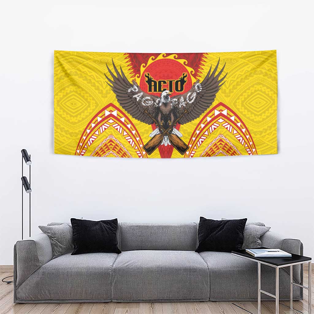 American Samoa Fautasi Race Tapestry Pago Pago-Aeto Samoan Tattoo and Eagle LT03 - Polynesian Pride