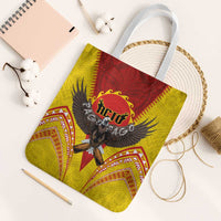 American Samoa Fautasi Race Tote Bag Pago Pago-Aeto Samoan Tattoo and Eagle LT03 White Strap One Size Yellow - Polynesian Pride