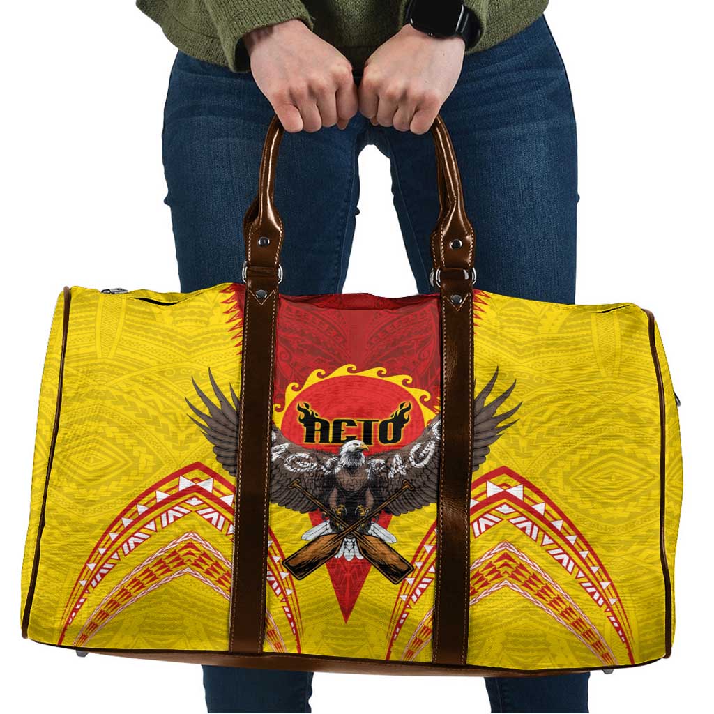 American Samoa Fautasi Race Travel Bag Pago Pago-Aeto Samoan Tattoo and Eagle LT03 Yellow - Polynesian Pride