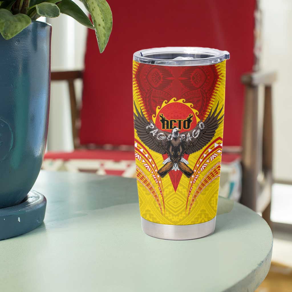 American Samoa Fautasi Race Tumbler Cup Pago Pago-Aeto Samoan Tattoo and Eagle LT03 - Polynesian Pride