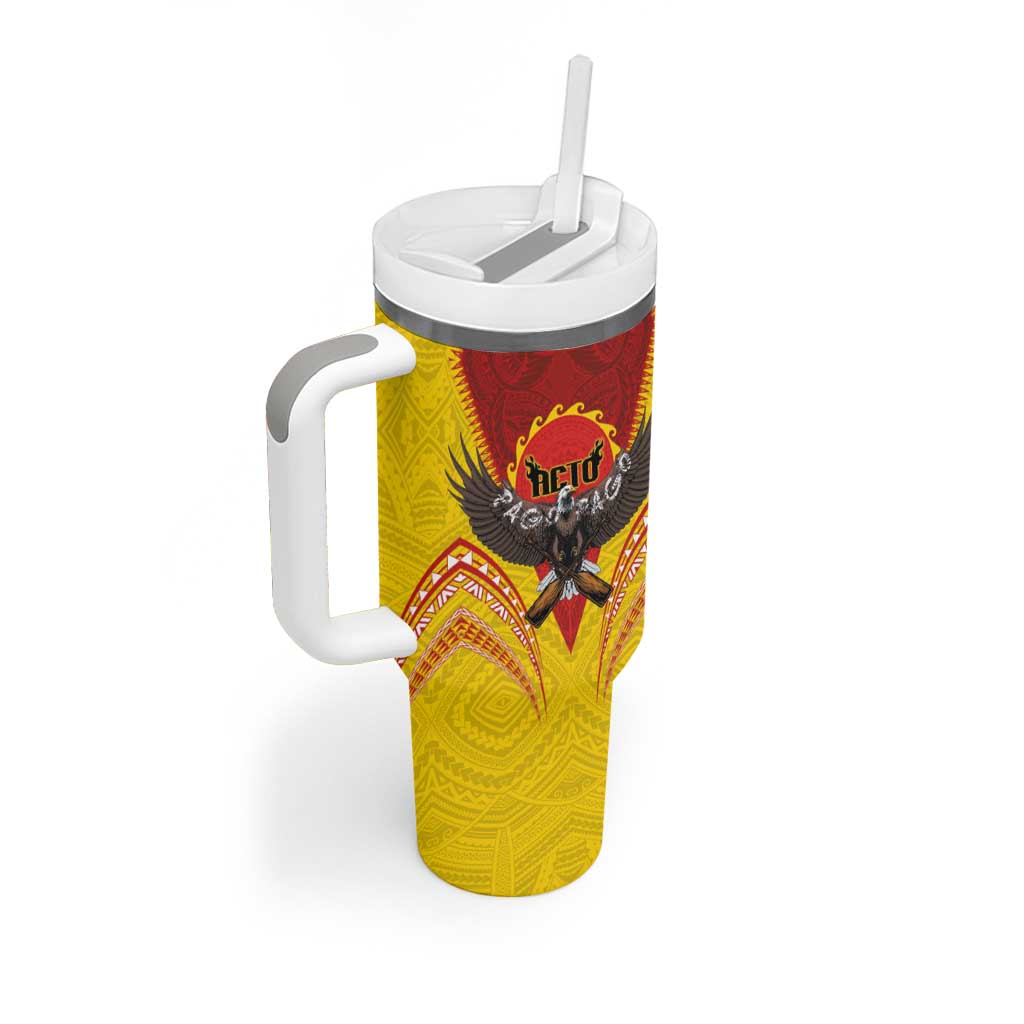 American Samoa Fautasi Race Tumbler With Handle Pago Pago-Aeto Samoan Tattoo and Eagle LT03 - Polynesian Pride