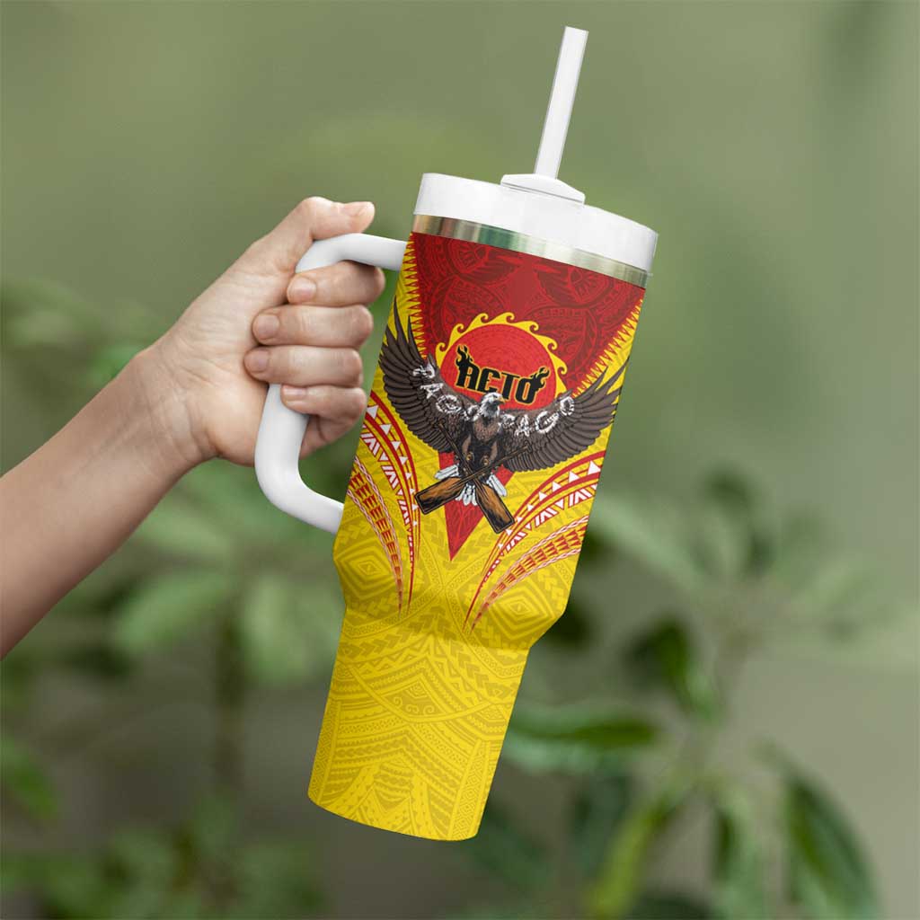 American Samoa Fautasi Race Tumbler With Handle Pago Pago-Aeto Samoan Tattoo and Eagle LT03 - Polynesian Pride